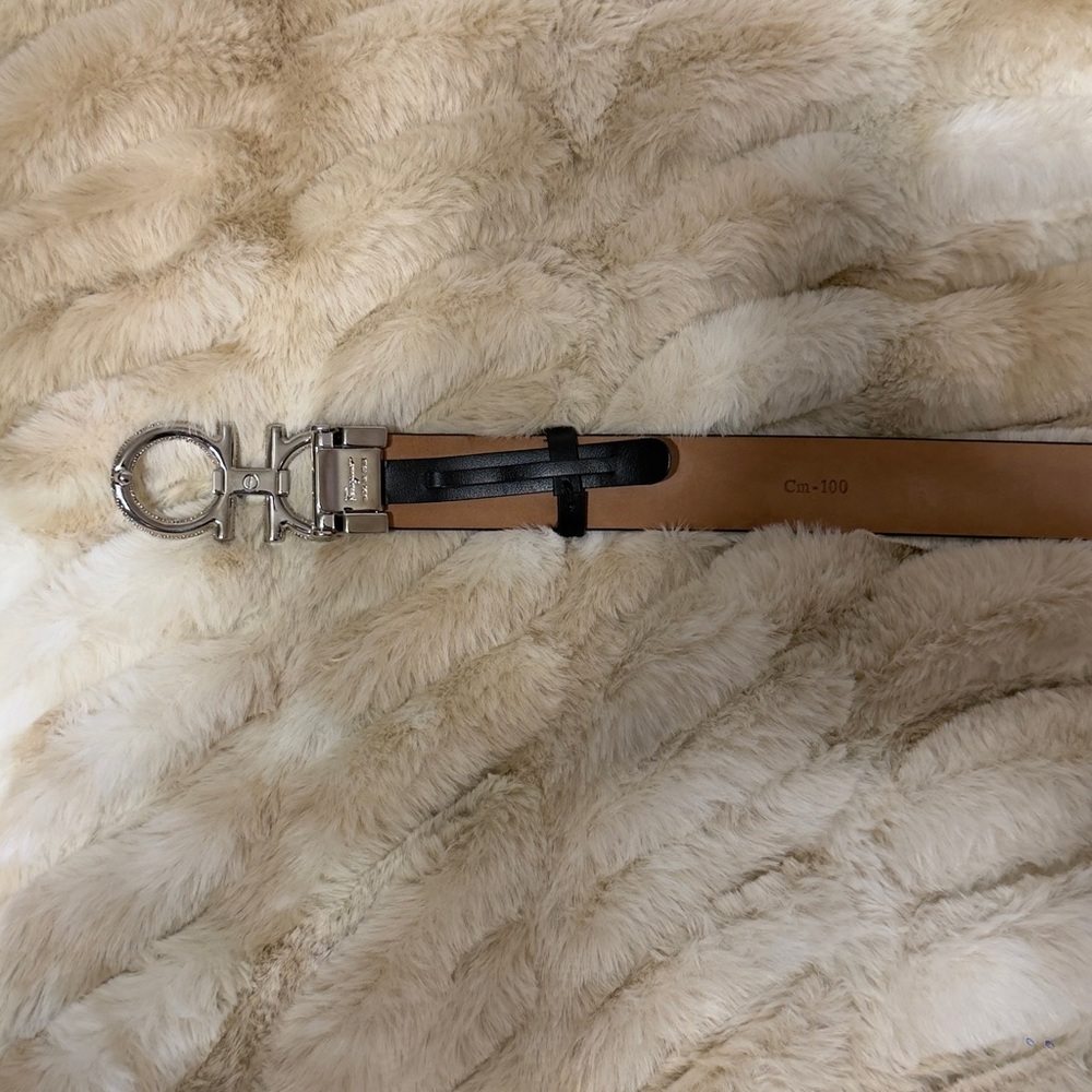 Salvatore Ferragamo Black Belt with Silver Embellished Buckle - Picture 5 of 6